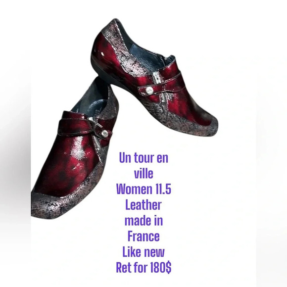 UTV  shoes,women, leather , size 11.5, burgundy ,Un tour en ville,multicolor,EC - Picture 1 of 16